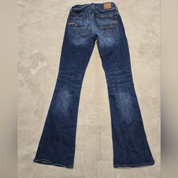 American Eagle Kick Boot Super Stretch Denim Blue Jeans Womens Sz 0 (26x31) Boho - Picture 3 of 11